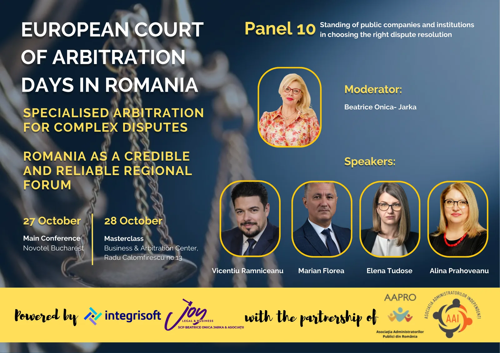 Panel 10: Public companies & institutions. Beatrice Onica Jarka, Vicentiu Ramniceanu, Marian Florea, Elena Tudose, Alina Prahoveanu