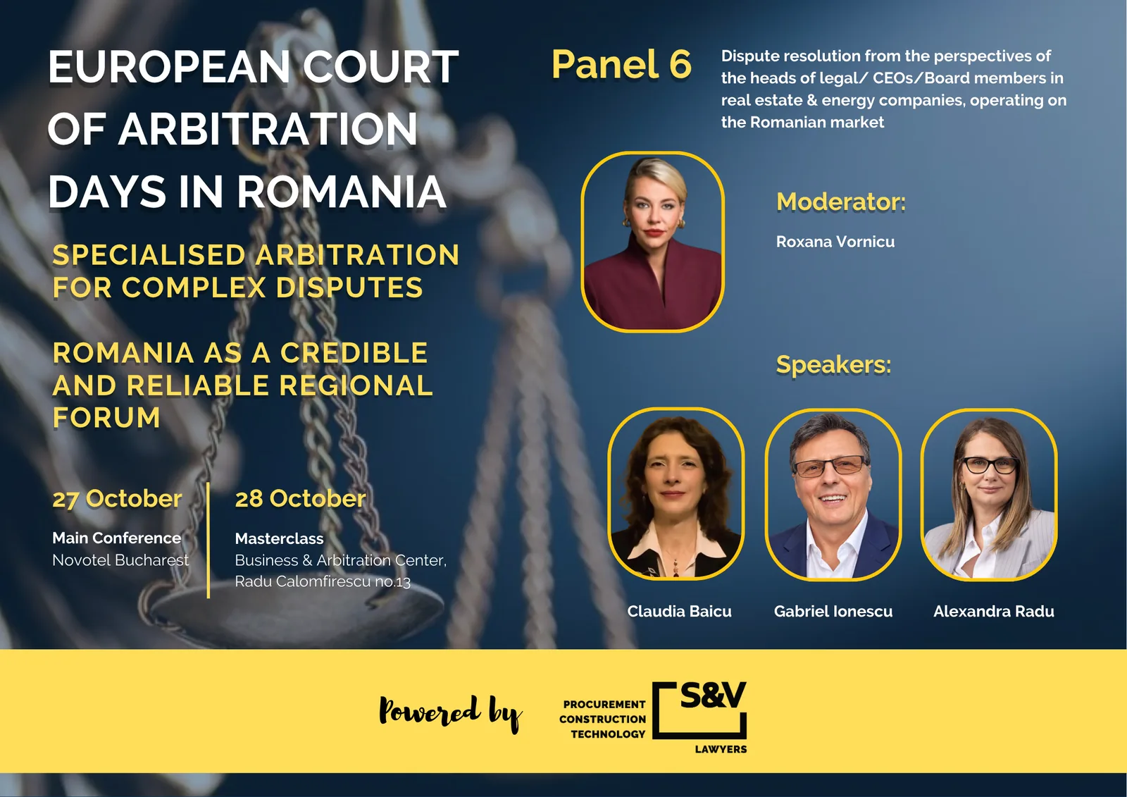 Panel 6: Real estate & energy: legal and business perspectives. Roxana Vornicu, Claudia Baicu, Gabriel Ionescu, Alexandra Radu