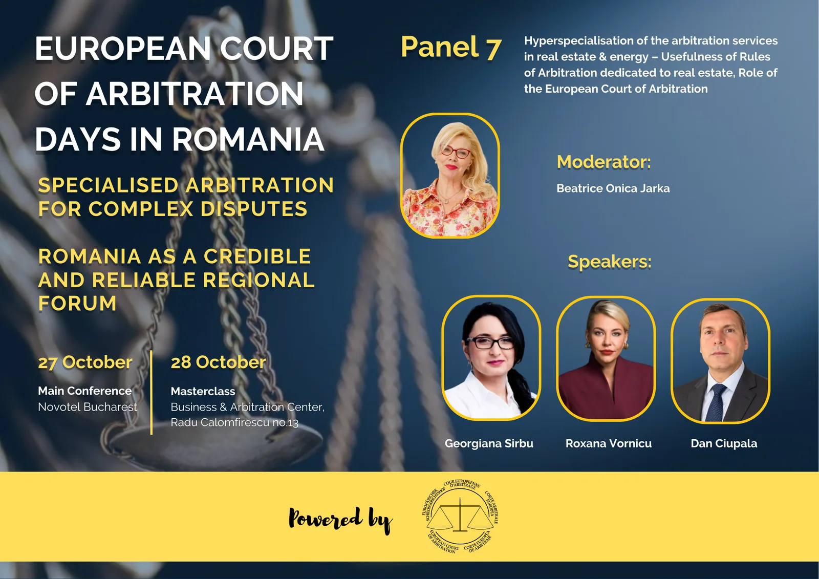 Panel 7: Specialised arbitration in real estate & energy. Beatrice Onica Jarka, Georgiana Sirbu, Roxana Vornicu, Dan Ciupala