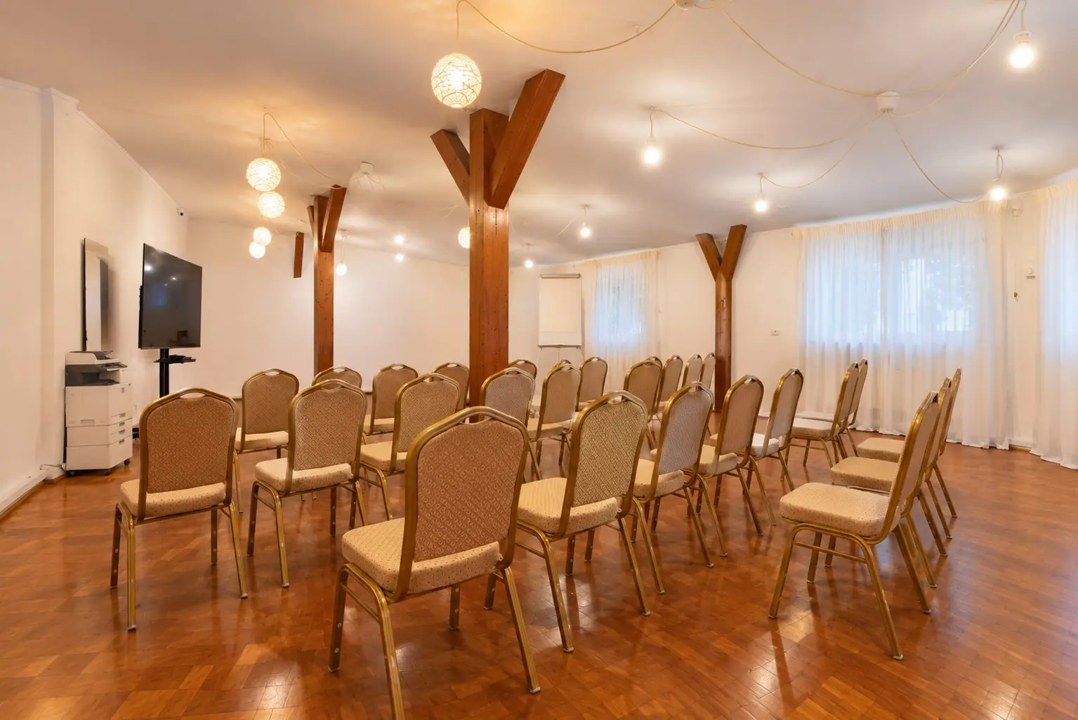 Warm Wood Conference Room Setup