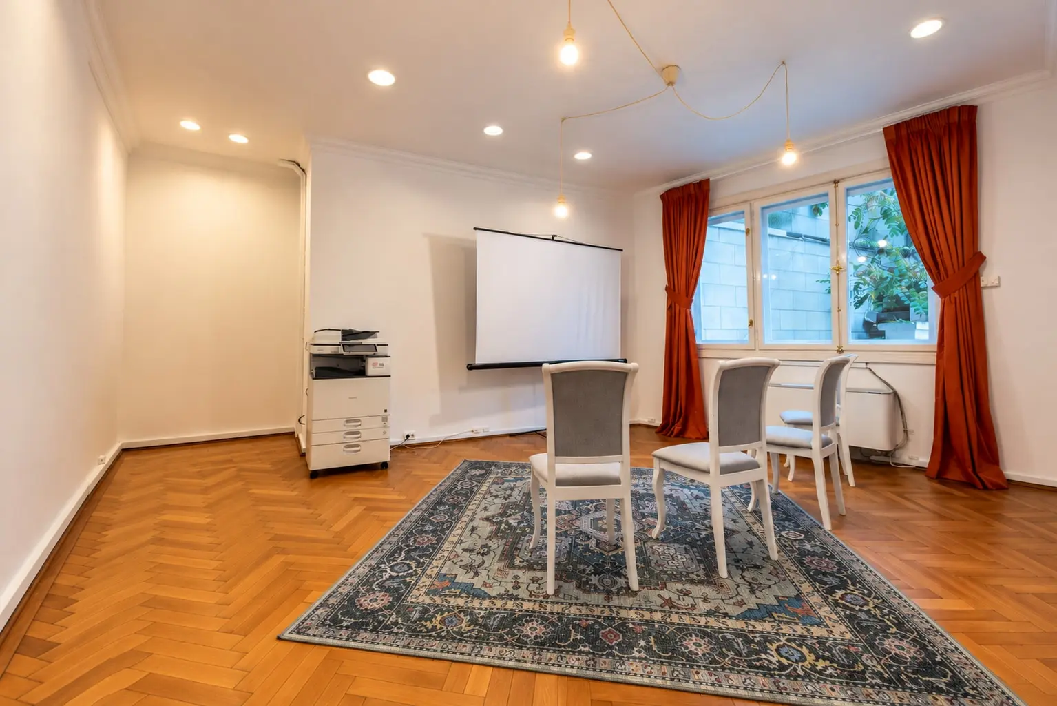 Warm Herringbone Meeting Room