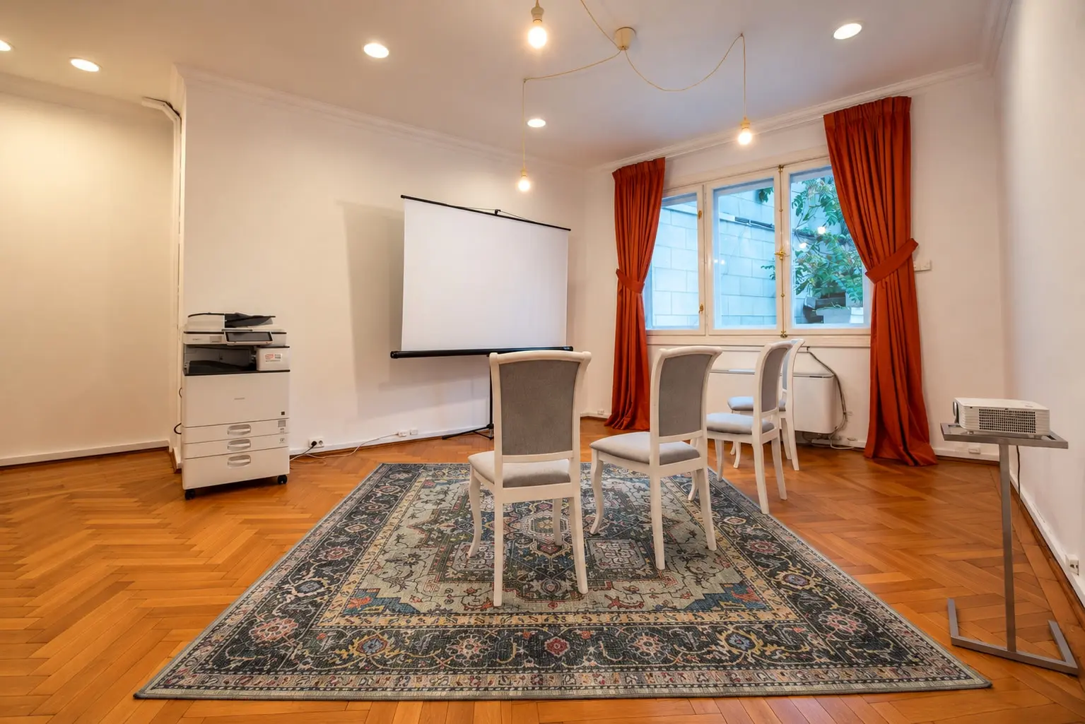 Warm Modern Meeting Room with Projector