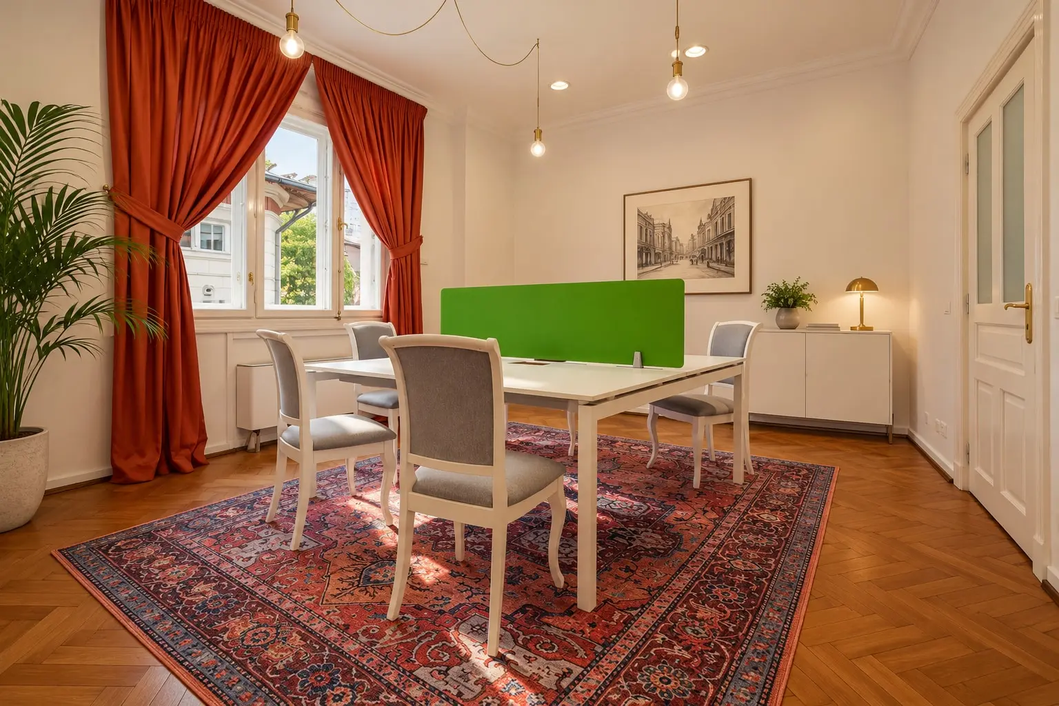 Elegant Green-Divider Meeting Room