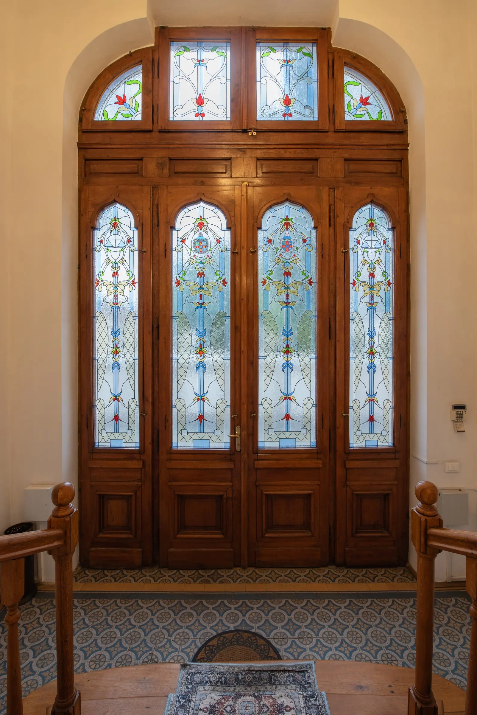 Tall stained-glass doors