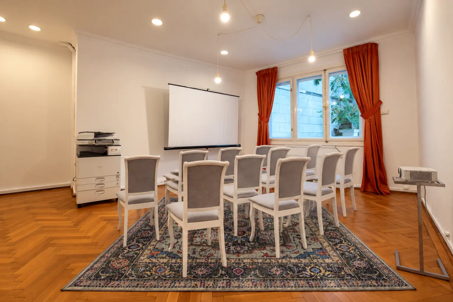 Warm Herringbone Meeting Room